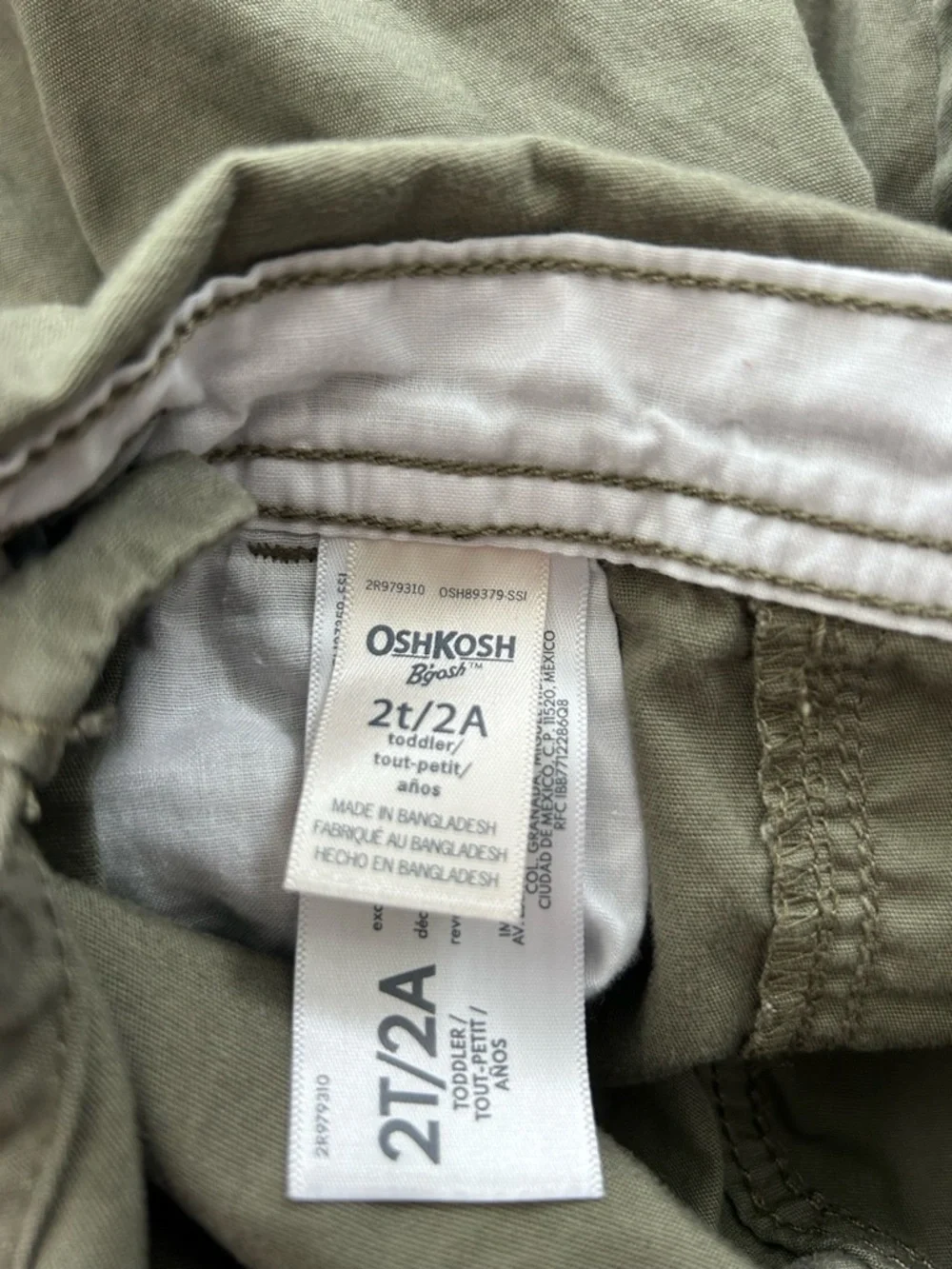 OshKosh B'gosh Kids Olive Overalls with Adjustable Straps. Size 2T